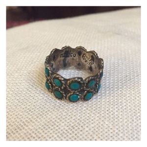 Turquoise Sterling Silver Ring Sz 8.5 Taxco Mexico